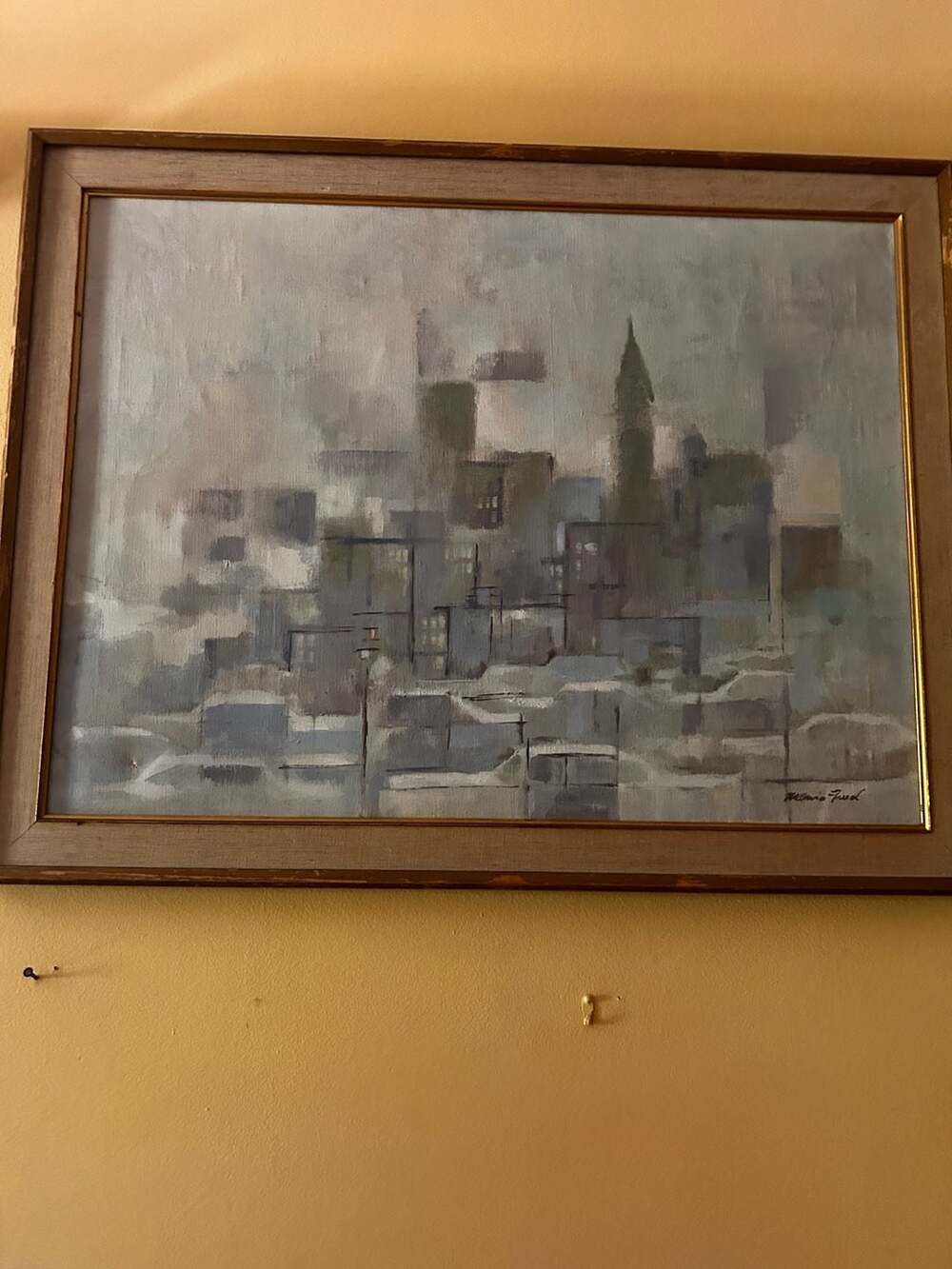 Vintage Oil Painting Cityscape by Maria Freed